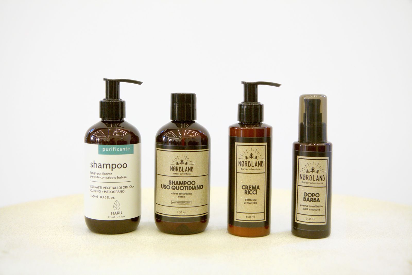 Shampoo, crema ricci e dopobarba